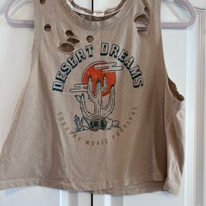 Distressed cropped country tee